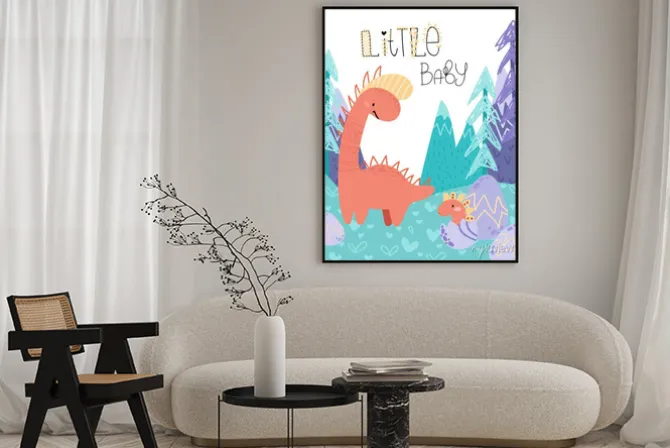 Plakat: Cute childish hand drawing. prehistoric period. vector scandinavian