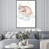 Plakat: Cute dreaming cartoon animal hand drawn watercolor illustration.