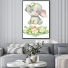 Plakat: Cute elephant, sitting . childrens painting, watercolor, tropical