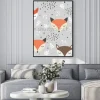 Plakat: Cute fox seamless pattern, wolf hand drawn forest background