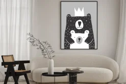 Plakat: Cute hand drawn big bear and little baby bear vector illustration.