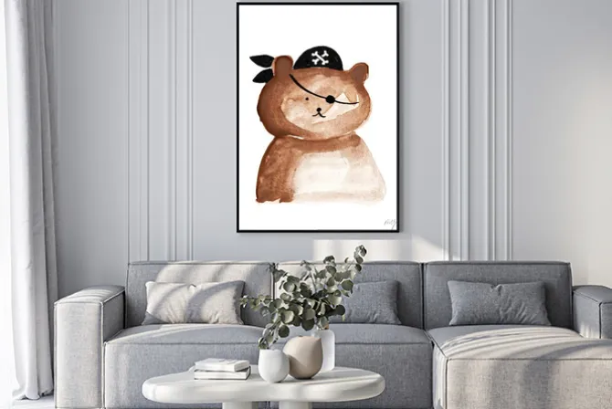 Plakat: Cute ilustracji pirat misia. projekt graficzny dla kreskówek