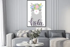 Plakat: Cute lama face. childish print for fabric, t-shirt, poster, card,