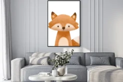 Plakat: Cute little fox. kids print or poster. hand drawn illustration.