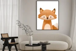 Plakat: Cute little fox. kids print or poster. hand drawn illustration.