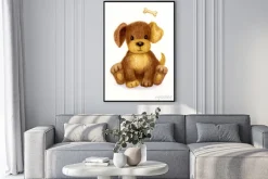 Plakat: Cute puppy, akwarela.