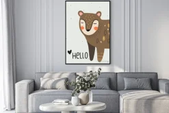 Plakat: Cute scandi poster with bear . simple and minimal design