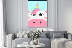 Plakat: Cute unicorn face, vector illustration