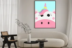 Plakat: Cute unicorn face, vector illustration