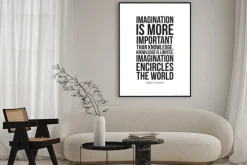 Plakat: Cytat einsteina w czarnej typografii