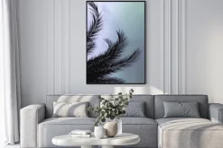 Plakat: Czarne liście palmy na tle nieba