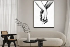 Plakat: Czarno białe dłonie akwarela