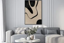 Plakat: Czarno-bezowy wzór w stylu abstrakcji