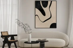 Plakat: Czarno-bezowy wzór w stylu abstrakcji