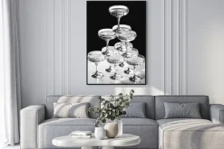 Plakat: Czarno-biała fotografia kieliszki do szampana