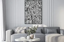 Plakat: Czarno-białe zebra - mix leo ~ bezszwowe tło