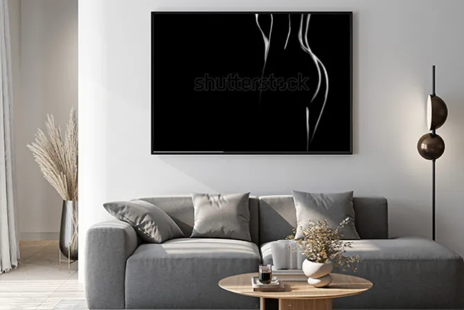 Plakat: Czarno-biały artystyczny akt kobiety