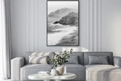 Plakat: Czarno-biały krajobraz plaża i morze