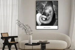 Plakat: Czarno-biały portret małego słonia