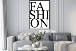 Plakat: Czarny napis fashion na białym tle