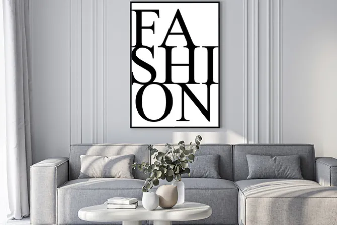 Plakat: Czarny napis fashion na białym tle