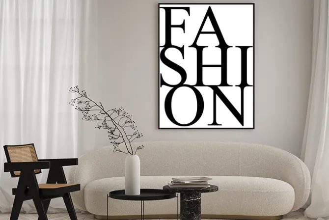 Plakat: Czarny napis fashion na białym tle