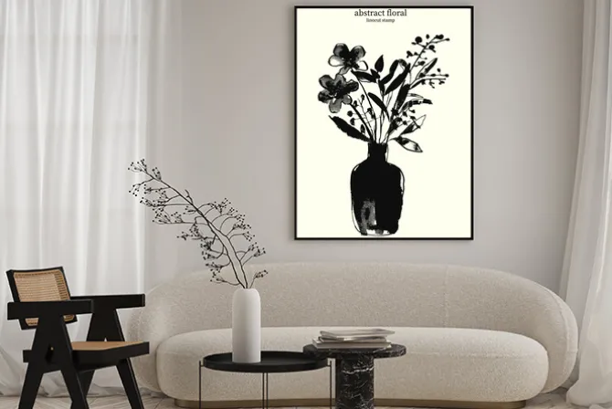 Plakat: Czarny wazon z kwiatami