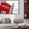 Plakat: Czerwona budka telefoniczna i big ben. londyn, anglia