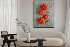 Plakat: Czerwone pomidory na szarym tle