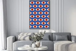 Plakat: Czerwono-niebieska modernistyczna abstrakcja w stylu bauhaus