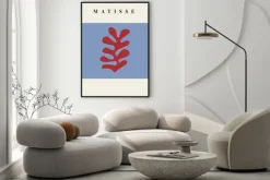 Plakat: Czerwony liść abstrakcyjna kompozycja w stylu matisse