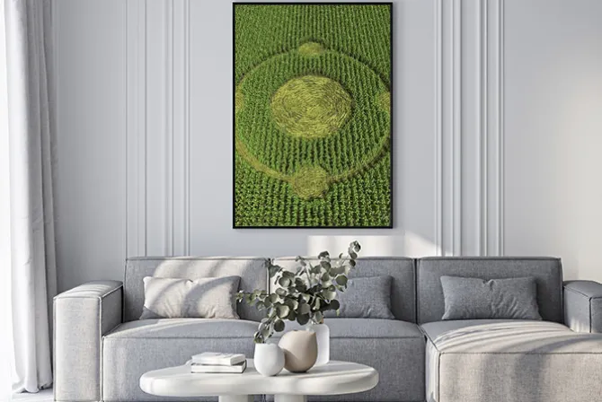 Plakat: 3d ilustracją kręgu zbożowego