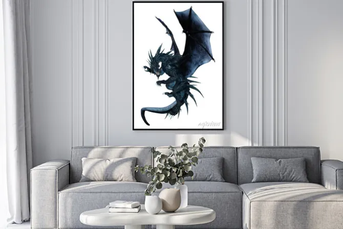 Plakat: 3d rendering fantasy dragon na białym tle