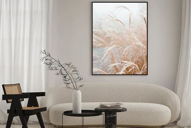 Plakat: Źdźbła trawy w stylu boho