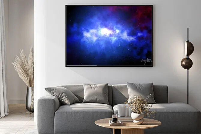 Plakat: Deep space z mgławic niebieskie i różowe