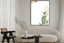 Plakat: Delikatna botaniczna ilustracja z karczochem i gałązką