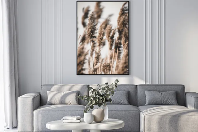 Plakat: Delikatne trawy na wietrze motyw w stylu boho