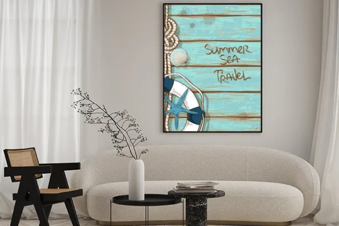 Plakat: Deski pokładu statku tle