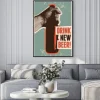 Plakat: Drink new beer! typographic vintage grunge style beer poster.