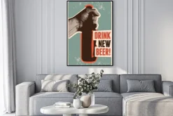 Plakat: Drink new beer! typographic vintage grunge style beer poster.