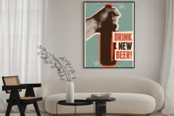 Plakat: Drink new beer! typographic vintage grunge style beer poster.