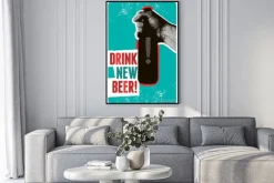 Plakat: Drink new beer! typographic vintage grunge style beer poster.