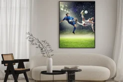 Plakat: Dwóch piłkarzy uderzając piłkę