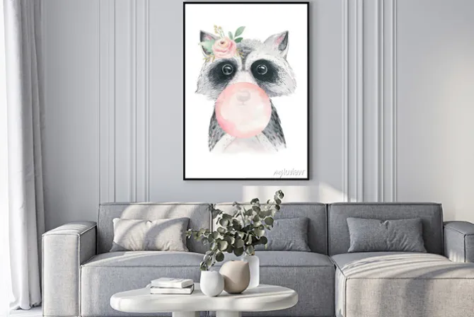 Plakat: Dziecięca ilustracja z zabawnym szopem