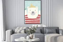 Plakat: Dziecięca ilustracja z misiem i ptaszkiem