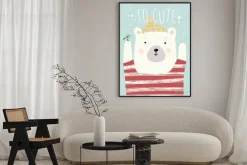 Plakat: Dziecięca ilustracja z misiem i ptaszkiem