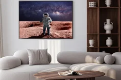 Plakat: Dzielny astronauta na spacer kosmiczny na marsa. ten obraz elementy