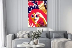 Plakat: Dziewczyna w okularach w stylu pop art