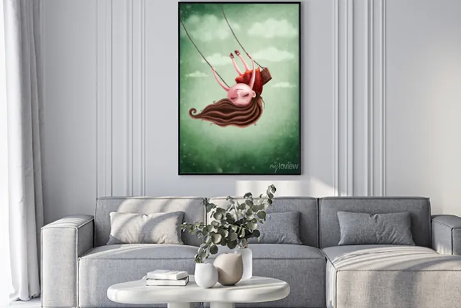 Plakat: Dziewczynka na huśtawce dla dzieci