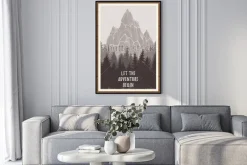 Plakat: Dziki las iglasty plakat z górą; sosna, przyroda, naturalna panorama